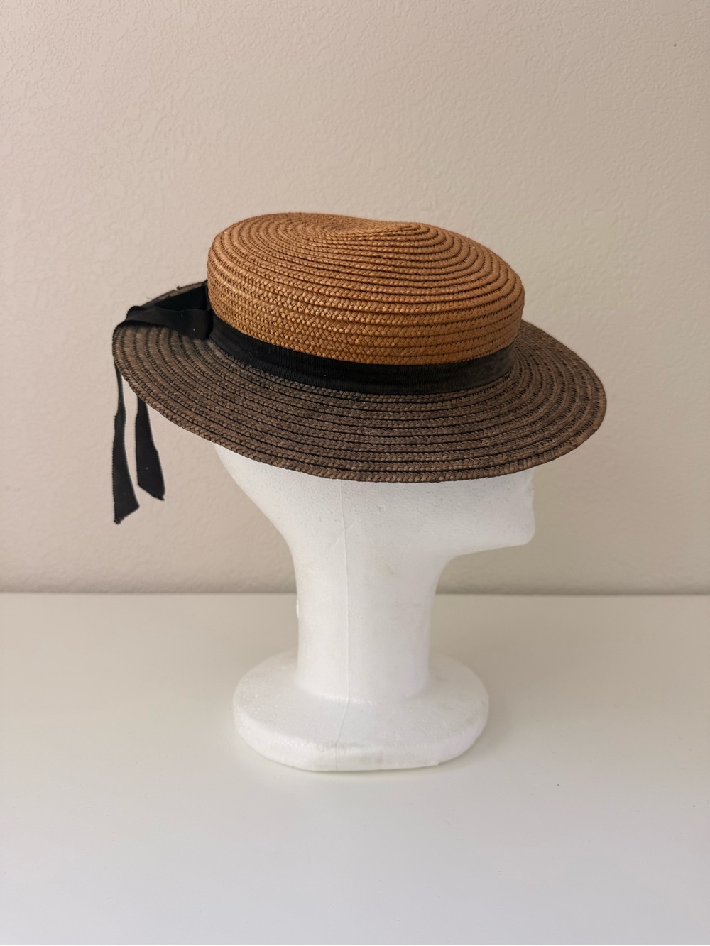 Antique Straw Boater Hat